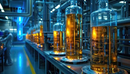 Bioprocess Monitoring, Show scientists monitoring bioprocess parameters, such as pH, temperature, and oxygen levels, in bioreactors or fermentation tanks