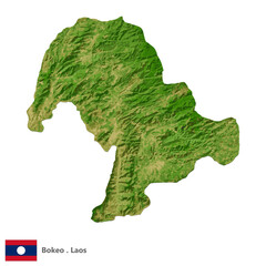 Bokeo, Province of Laos Topographic Map (EPS)