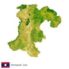 Champasak, Province of Laos Topographic Map (EPS)