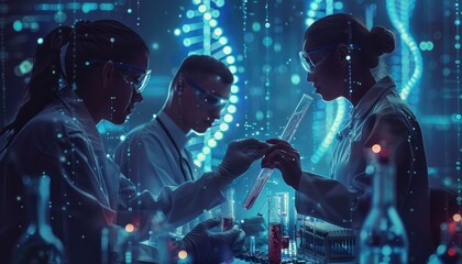 Molecular Biology Techniques, Depict researchers performing molecular biology experiments, such as...