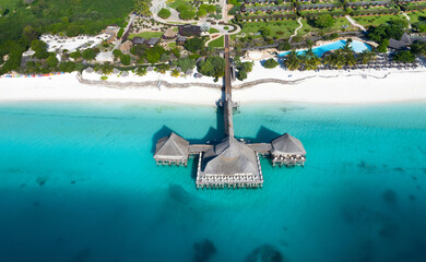 The beautiful tropical Island of Zanzibar aerial view. sea in Zanzibar beach, Tanzania. - 782854067