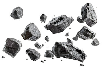 Naklejka premium Floating black stone on white