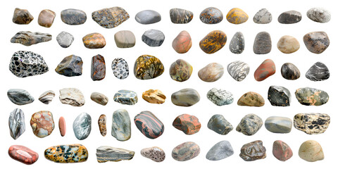 A set of stones isolated on white - obrazy, fototapety, plakaty