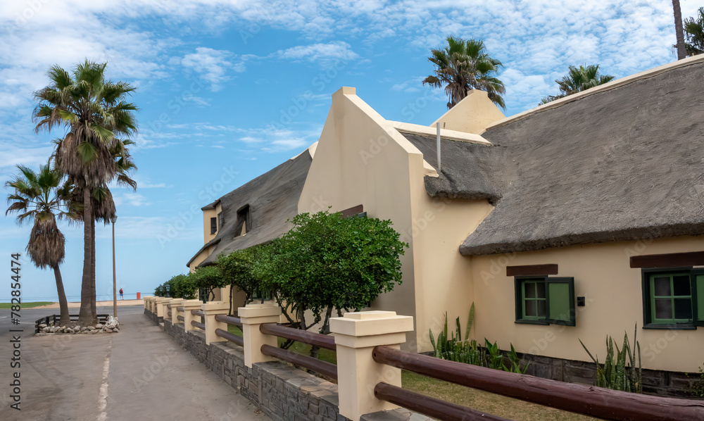 Wall mural street scenes in walvis bay, namibia displaying the traditional cape dutch architecture style