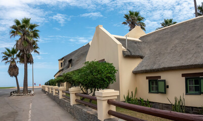 Street scenes in Walvis Bay, Namibia displaying the traditional cape dutch architecture style