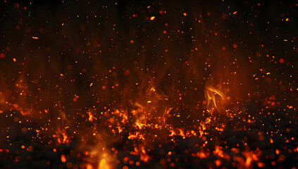 Fototapeta premium Flame of fire with sparks on a black background