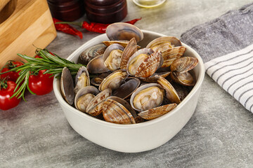 Raw vongole clams for cooking
