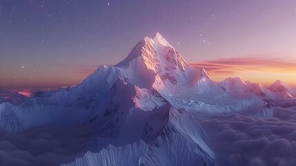 Everest in the Himalayas A D Rendered Satellite View of the Iconic Peak at Dusk Generative ai - obrazy, fototapety, plakaty