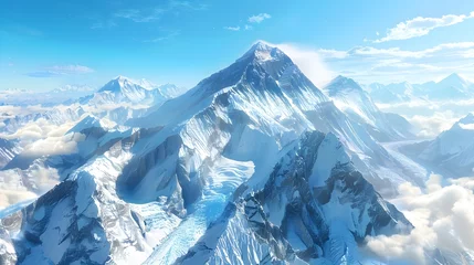 Fotobehang Scientists Conducting Research on AweInspiring D Rendered Everest Peak Generative ai © Mina Nida