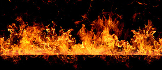 Fire on black background.