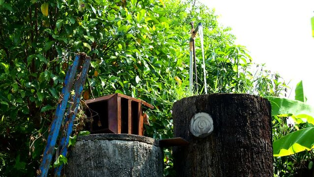 Water is flowing from pipe, out door Chiangmai Thailand