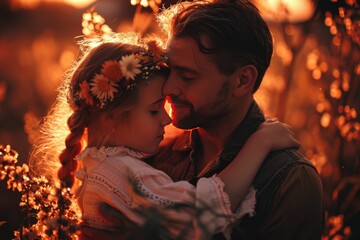 A Father's Love for His Daughter - Captured in a Stocksnap Fictional Character Created by Generative AI. - obrazy, fototapety, plakaty