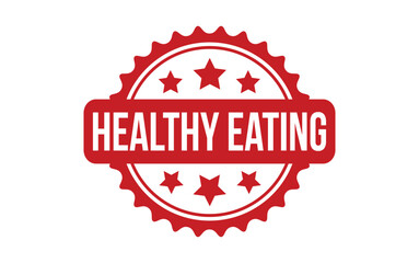 Red Healthy Eating Rubber Stamp Seal Vector