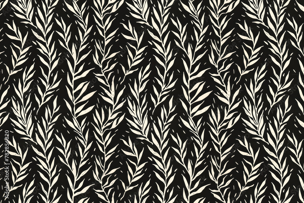 Poster toile pattern tapestry. linocut print. monochrome botanical pattern background. created with generat
