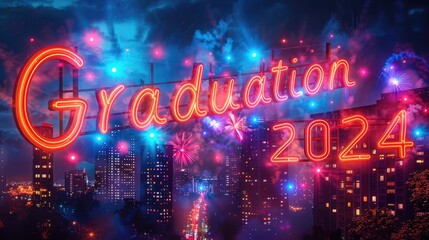 Celebratory Fireworks and Neon Lights for Graduation 2024.