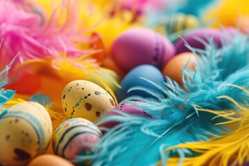 Colorful Easter Eggs and Shell Decorations