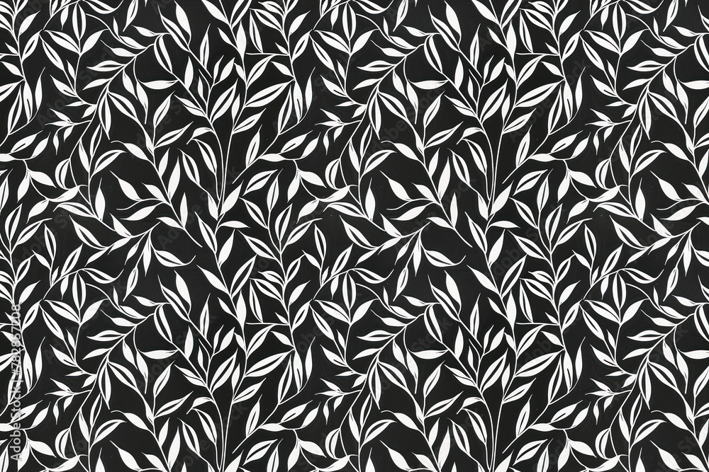 Poster toile pattern tapestry. linocut print. monochrome botanical pattern background. created with generat