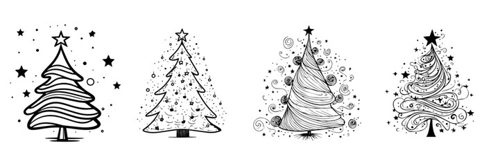 hand drawn sketch of  Christmas tree