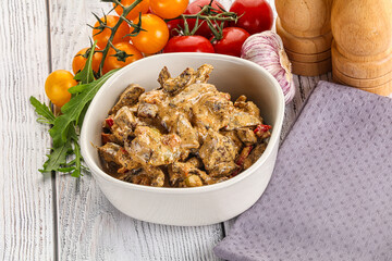 Roasted beef with cream sauce