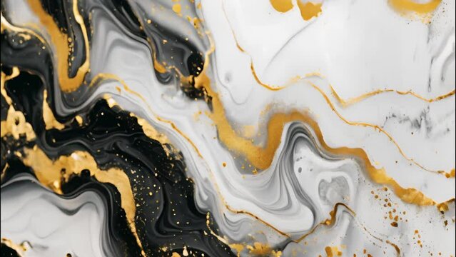 Abstract marble pattern with gold and black swirls