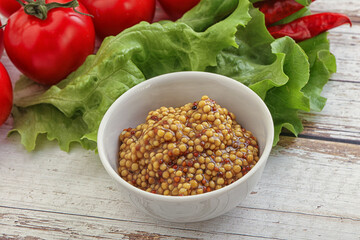 Mustard seeds sauce in the bowl