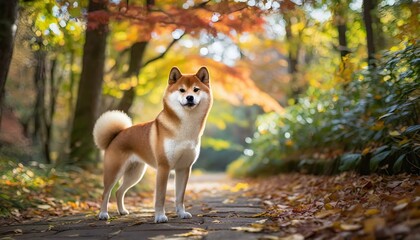 Autumn Reverie: Shiba Inu Amidst a Tapestry of Fall Colors"