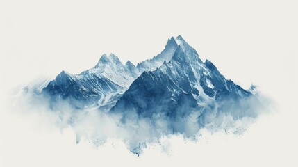 Fototapeta na wymiar Isolated on a white background, a mountain depicted through double exposure