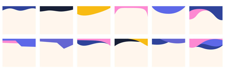 Compilation of assorted shapes suitable for headers or footers on square posts or websites. Creative separator for design simplicity in vector flat style. Bold colors influenced by the y2k aesthetic.