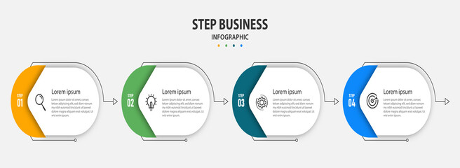 Step Business infographics template. timeline with 4 options. can be used for workflow diagram,...