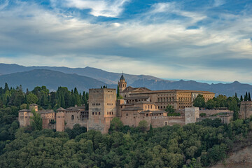Fototapeta na wymiar Sunset view of the Alhambra Palace, in Granada, Spain.