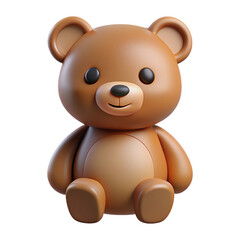3d cartoon cute teddy bear isolated on transparent background