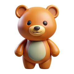 3d cartoon cute teddy bear isolated on transparent background