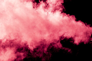 Red smoke isolated black background