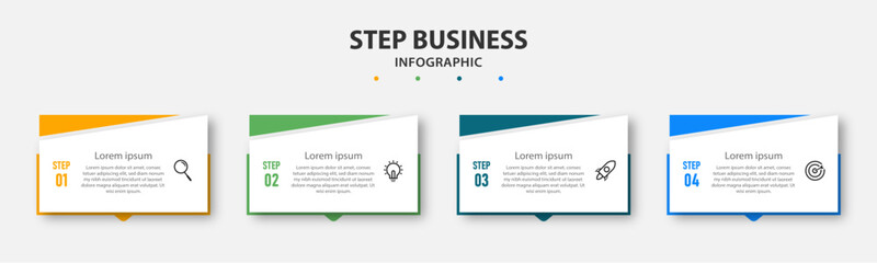 Step Business infographics template. timeline with 4 options. can be used for workflow diagram, info chart, web design. vector illustration.