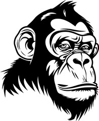 Monkey silhouette icon in black color. Vector template design.