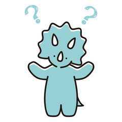 首をかしげてお手上げなベビートリケラトプスのイラスト