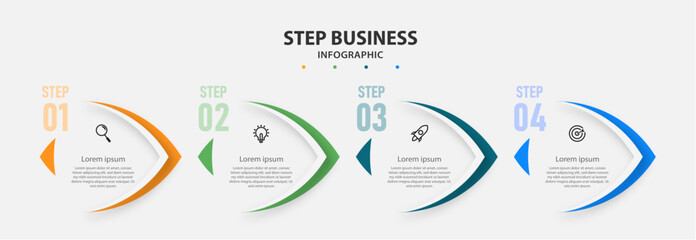 Step Business infographics template. timeline with 4 options. can be used for workflow diagram, info chart, web design. vector illustration.