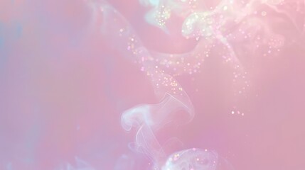 An airy, pink pastel background with a holographic overlay that diffuses light, creating a dreamy, soft-focus effect.