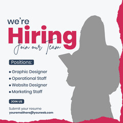 we are hiring banner web template social media post story, hiring, template, post, poster, download, design, vector, free, social media post, template, instagram post
