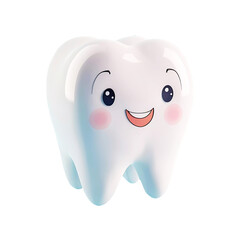 Cartoon tooth character on transparent background. Generative ai.