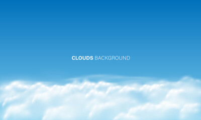 Realistic white clouds smoke on blue sky background vector - 782868620