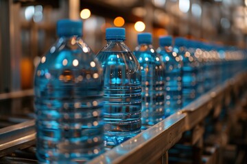 Bottles of water on a conveyor belt