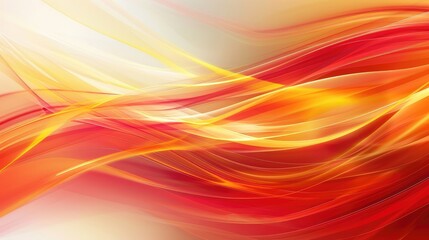 Abstract red and yellow wave lines on blurred background