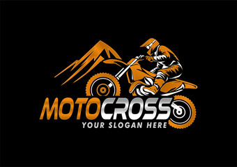 motocross motorsport jump vector illustration racing team logo 