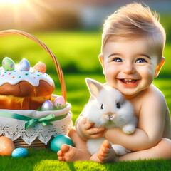 little boy  with easter bunny
