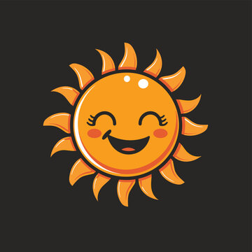 Cute smiling sun cartoon character illustration vector artwork