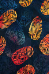 Colorful fingerprints on digital style background