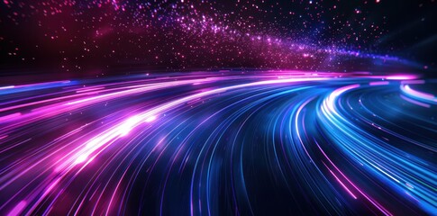A colorful, swirling galaxy of light and dark blue and purple