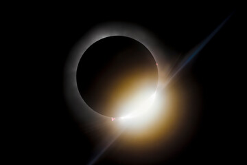 As the moon first reveals the sun at the end of totality, the second diamond ring formation appears...