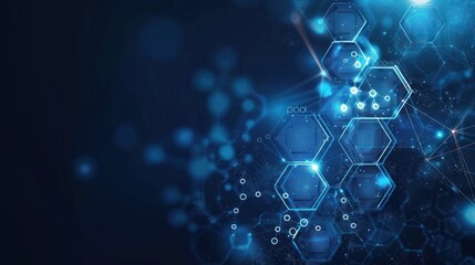 A blue background with a pattern of hexagons